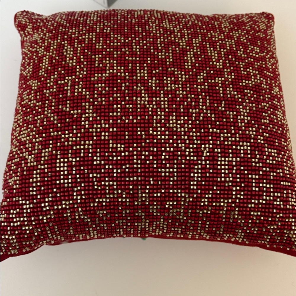 Threshold Mini Square Beaded Throw Pillow Red